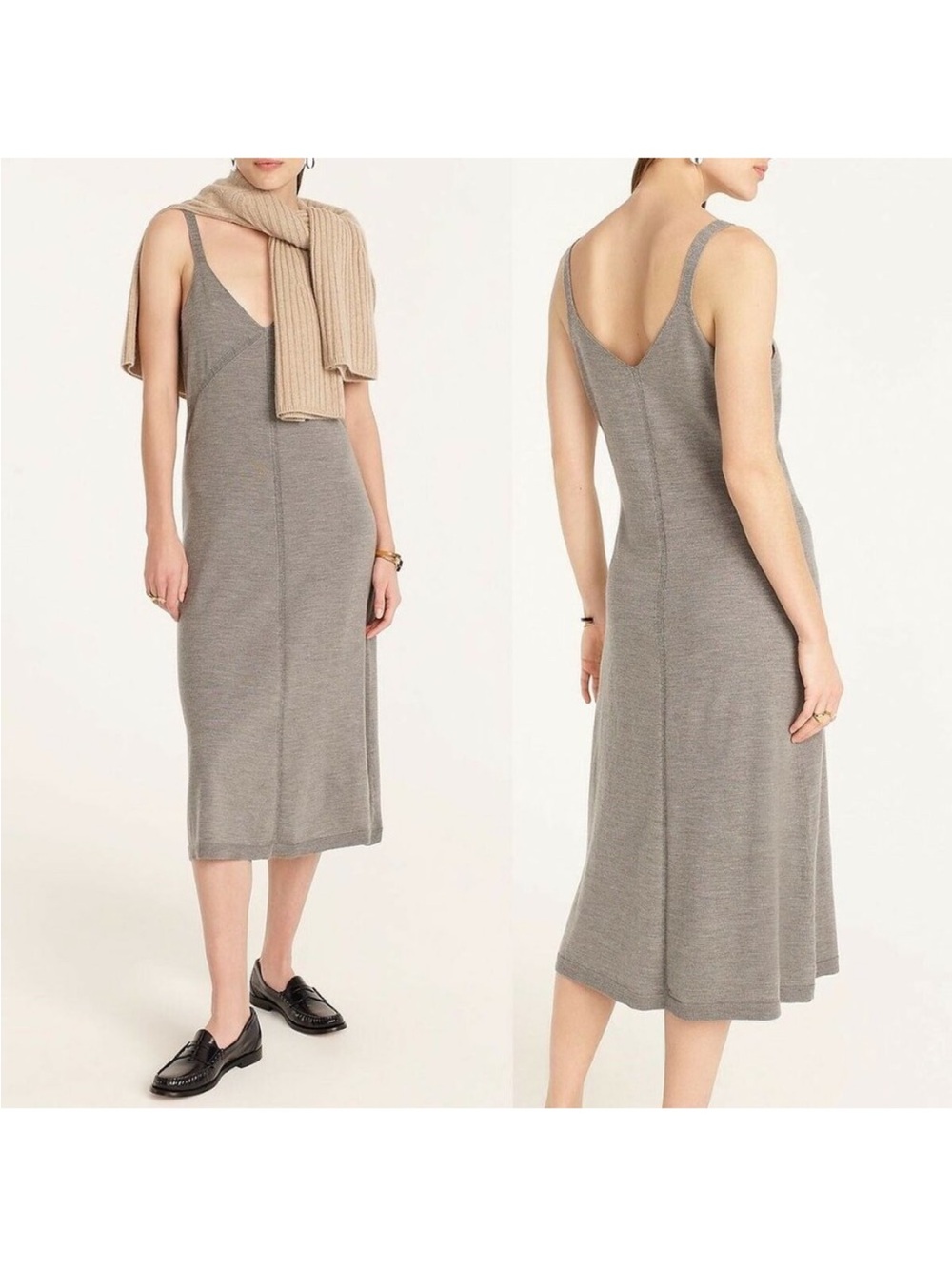 J Crew Merino Wool Sleep dress Sleeveless Smock Heather Gray Large
